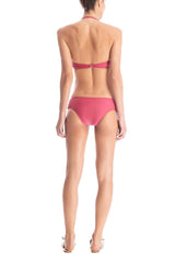Solid Pink Strapless Bikini Back