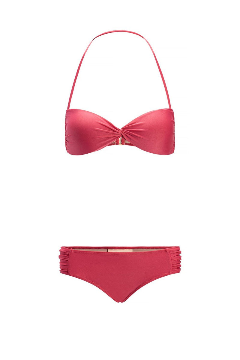 Solid Pink Strapless Bikini Product