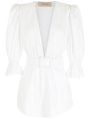 Solid Playsuit With Belt Off White Product