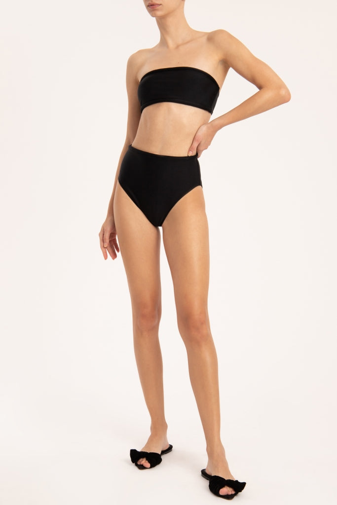 Timeless Black High-Leg Bandeau Bikini Front