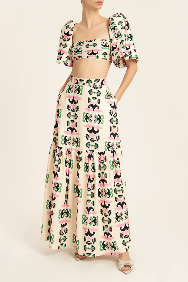 Twisted Flower Long Skirt Front