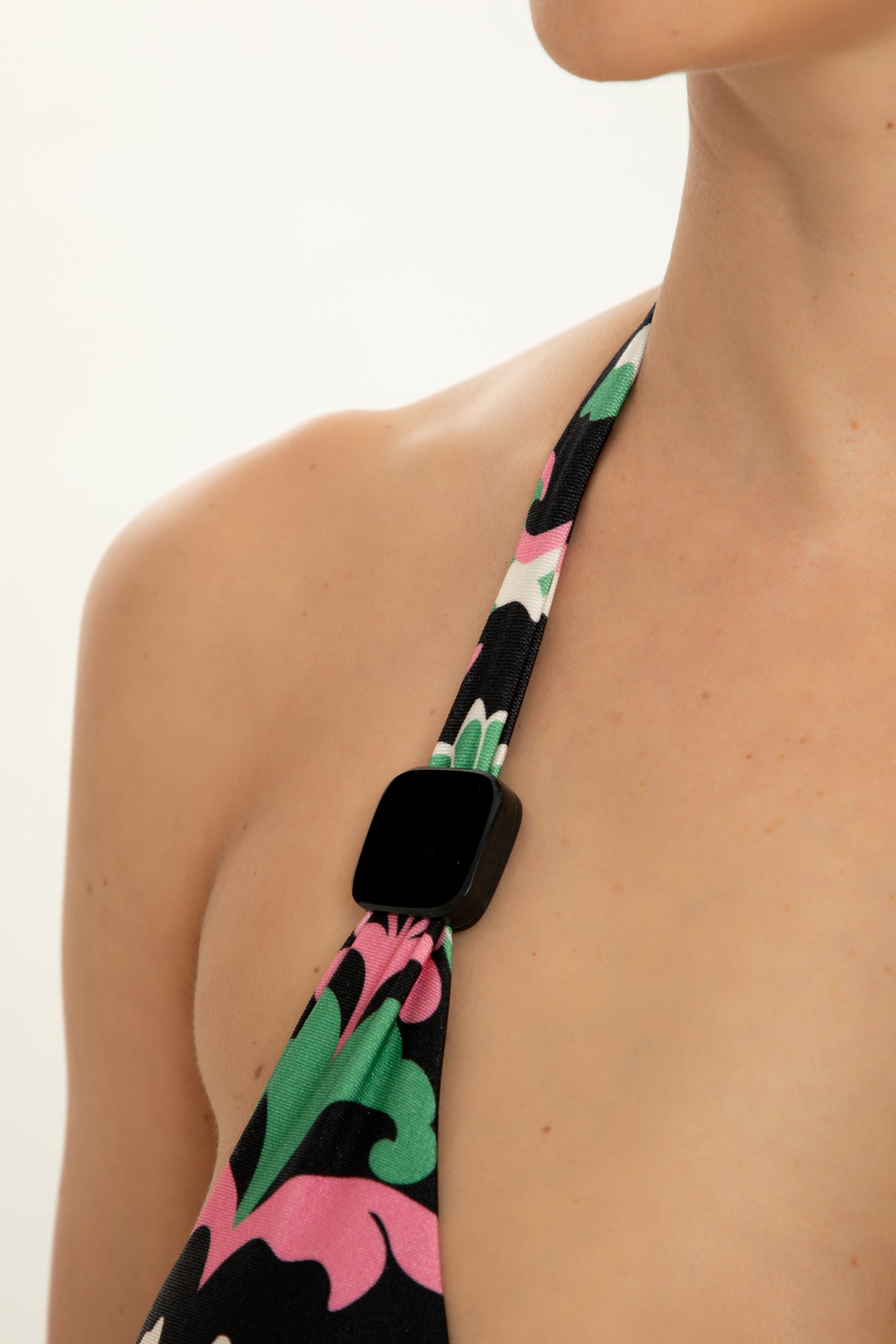 Twisted Flower Black Long Triangle Bikini Acrylic Detail