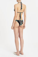 Twisted Flower Black Long Triangle Bikini Back 2