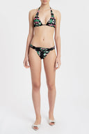 Twisted Flower Black Long Triangle Bikini Front 2