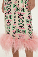 Twisted Flower Pareo Skirt With Feathers Detail