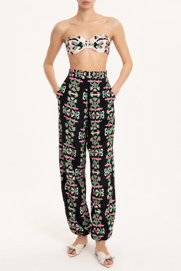 Twisted Flowers Carrot Pants Front