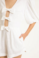 Fantasy Solid Playsuit with Bows