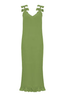 Fantasy Solid Long Dress with Bows
