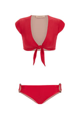 Italy Solid Cropped Bikini With Hoops