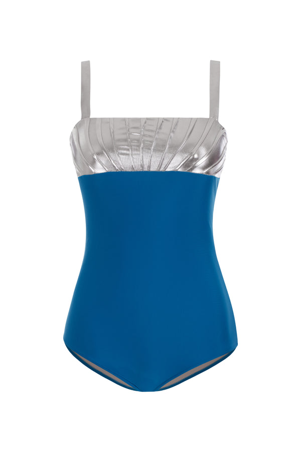 Inspired by divas from Hollywood this swimsuit is made from sculpting stretch-fabric with a metallic detail. Wear yours with a matching cover up and flat sandals poolside