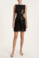 Sequin Cutting Detailed Short Dress
