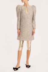 Tweed Long-Sleeved Short Dress