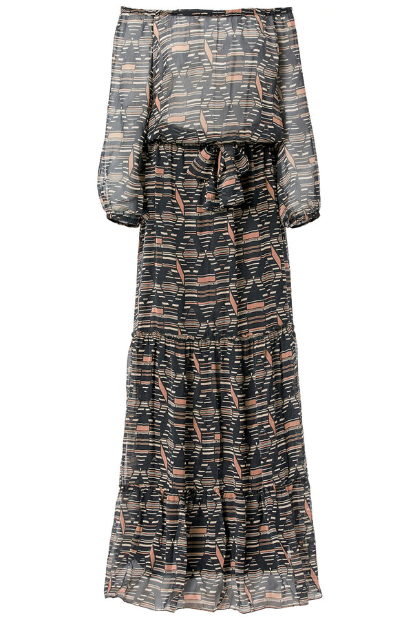 Boho Graphism Off-Shoulder Long Dress