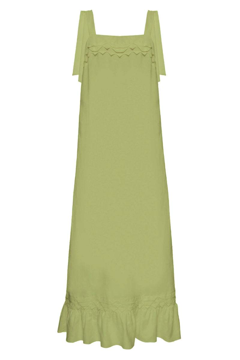Linen Long Dress With Application