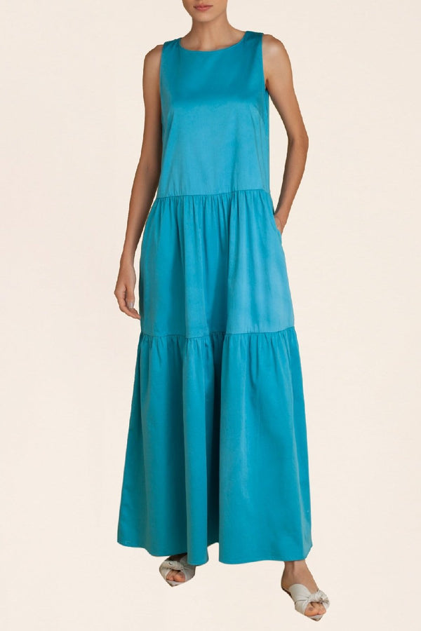 Solid Frilled Long Dress