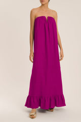 Solid Strapless Long Dress