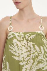 Classic Foliage Long Dress With Straps
