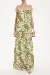 Classic Foliage Long Dress With Straps
