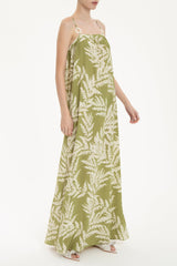 Classic Foliage Long Dress With Straps