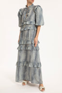 Stone Ruffled Long Dress