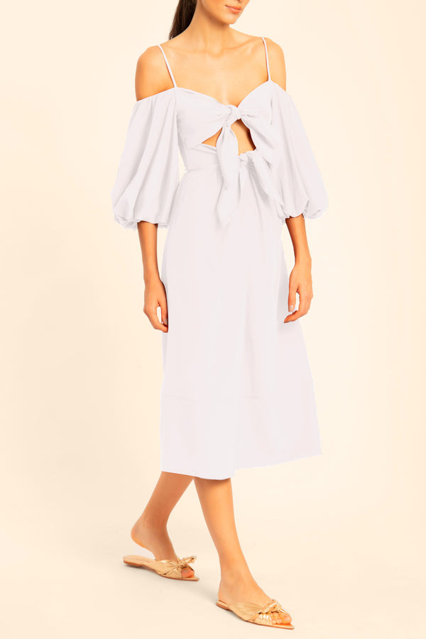 Linen Midi Dress With Double Knot