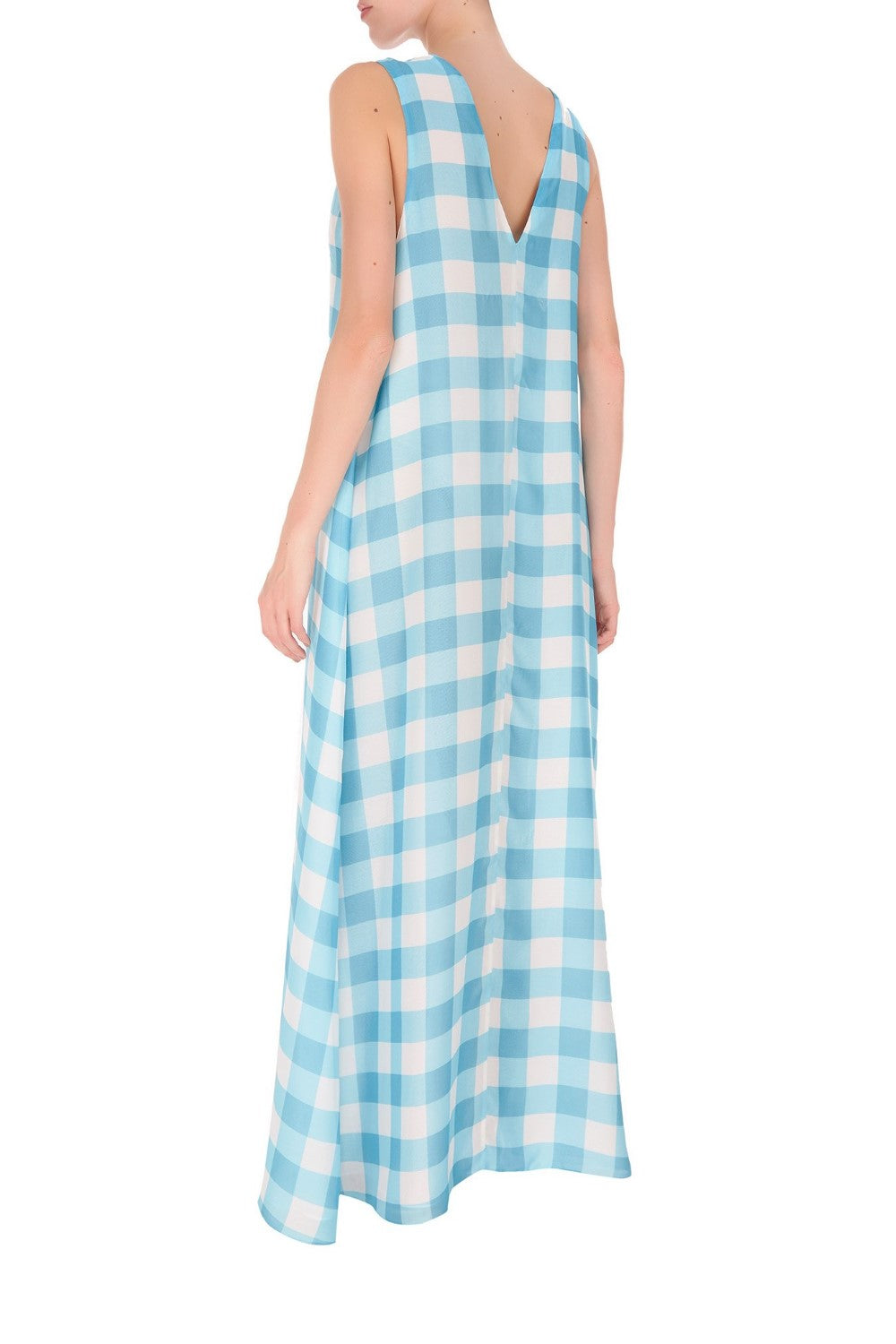 Vichy Long Dress With Hoops Back