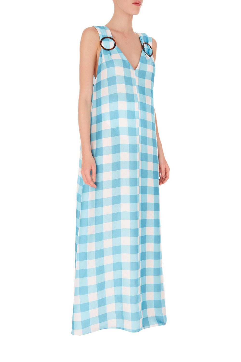 Vichy Long Dress With Hoops Front