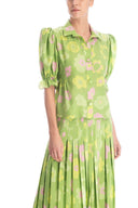 Vintage Flower Puff-Sleeved Blouse Detail