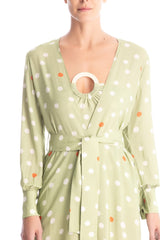 This retro polka dot midi robe comes in a loose silhouette with a matching belt at the waist for a perfect fit