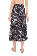 This wraparound viscose zebra skirt is shaped with high-rise waist and is an elegant piece for summer weekends