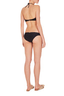 This vintage style bandeau bikini set comes with a skinny halterneck strap and a charming front skirt with ruffles