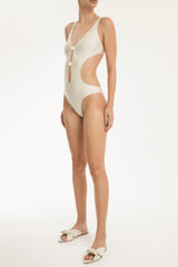 Solid Swimsuit With Cut-Outs