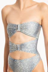 Stone High-Leg Strapless Swimsuit
