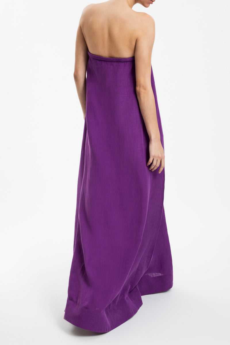 Lipstick Solid Strapless Long Dress