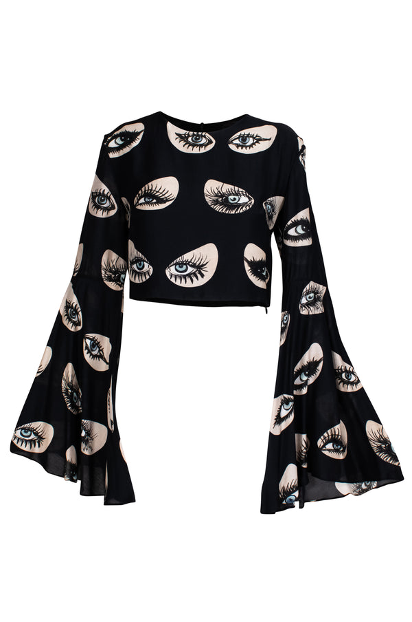 Masked Eyes Cropped Blouse